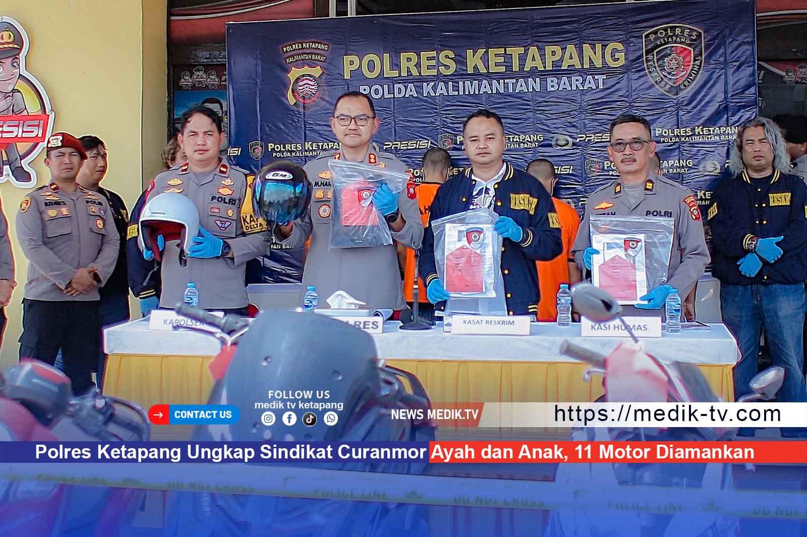 Polres Ketapang Ungkap Sindikat Curanmor Ayah dan Anak, 11 Motor Diamankan